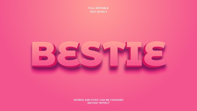 Bestie rosa 3D-Logo-Mock-up-Vorlage editierbarer Texteffekt-Stil