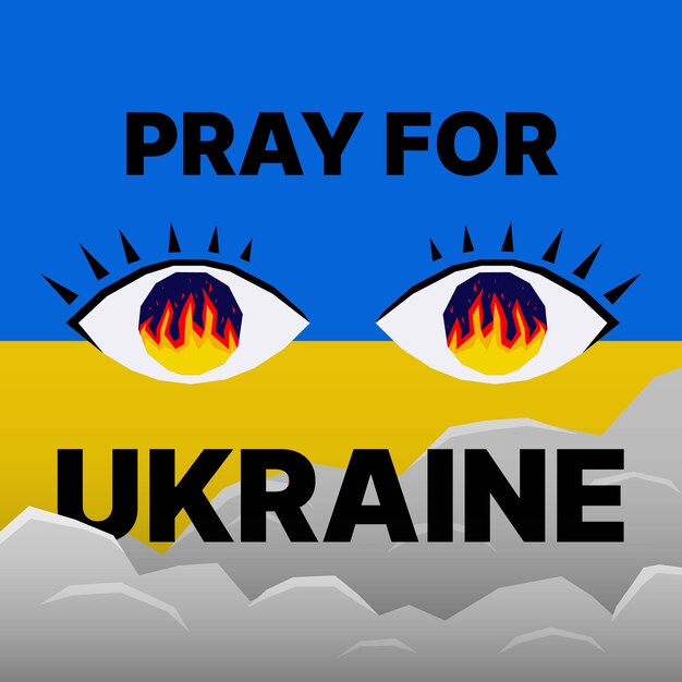Beten sie für den frieden in der ukraine, damit die ukrainer dem russischen krieg widerstehen vektorillustration
