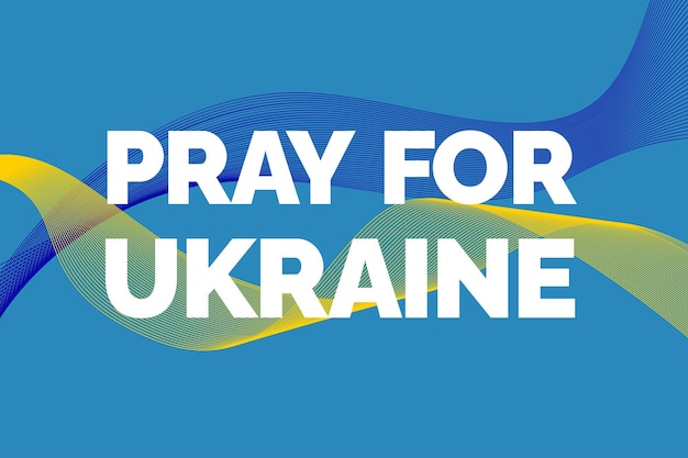 Beten sie für die nationalflaggen der ukraine mit blauem himmel mit mischstreifen