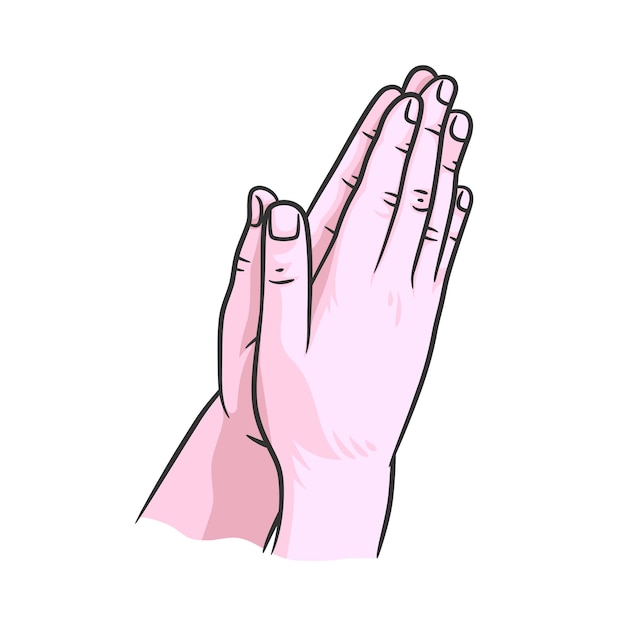 Betende Hände Illustration Vektorgrafik Handgezeichnete Hände in betender Position Cartoon mit betenden Händen
