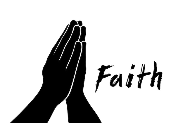 Betende Hände religiöser Glaube Konzept Vektor einfache Illustration isoliert auf weiß.