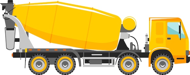 Vektor betonmischer-lkw-symbol in flacher vektorillustration