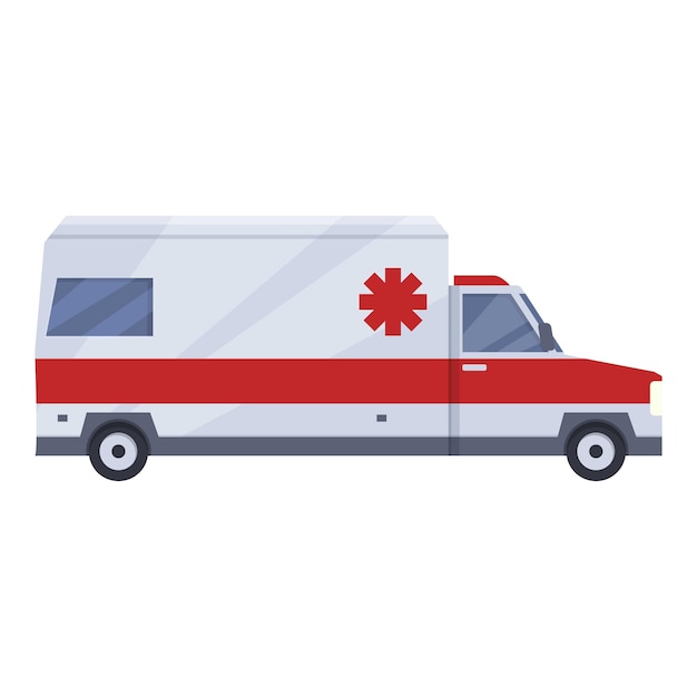 Bett-Krankenwagen-Symbol, Cartoon-Vektor, Einsatzfahrzeug, moderner Lieferwagen