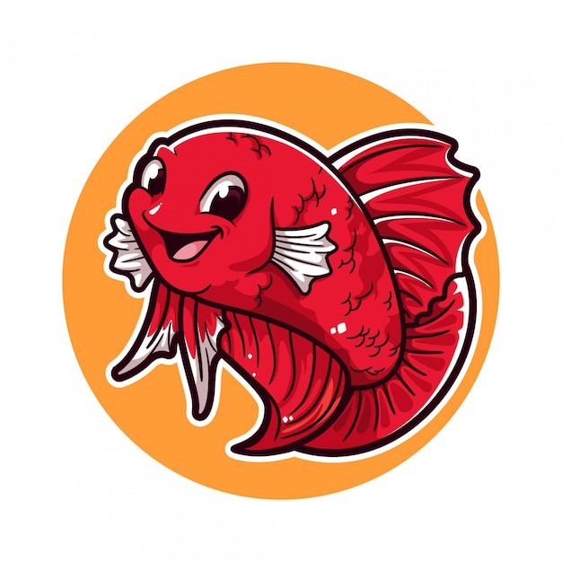 Betta Fisch Cartoon Logo