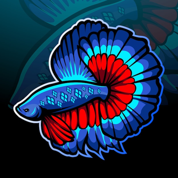 Betta fisch maskottchen esport logo design