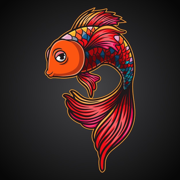 Betta fisch maskottchen esport logo design