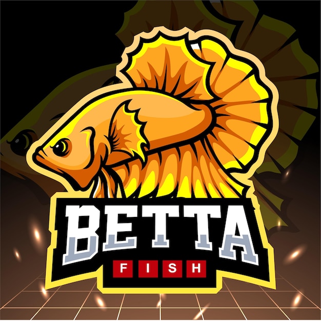 Betta Fischmaskottchen. Esport-Logo
