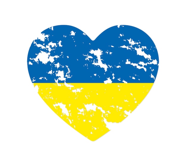 Beunruhigte ukrainische Herz-Gelb-Blau-Flagge