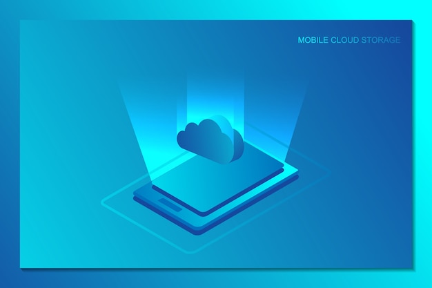 Beweglicher wolkenspeicher für isometrischen hintergrund der internet-datenübertragung
