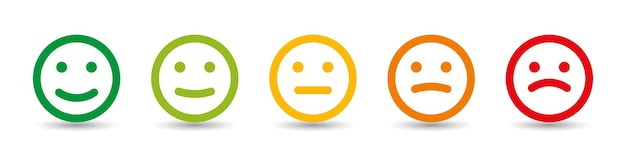 Vektor bewertung emotion faces sad happy mood icons emoji icons zufriedenheitslevel feedback in form von emotion