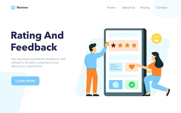 Vektor bewertungs- und feedback-landingpage