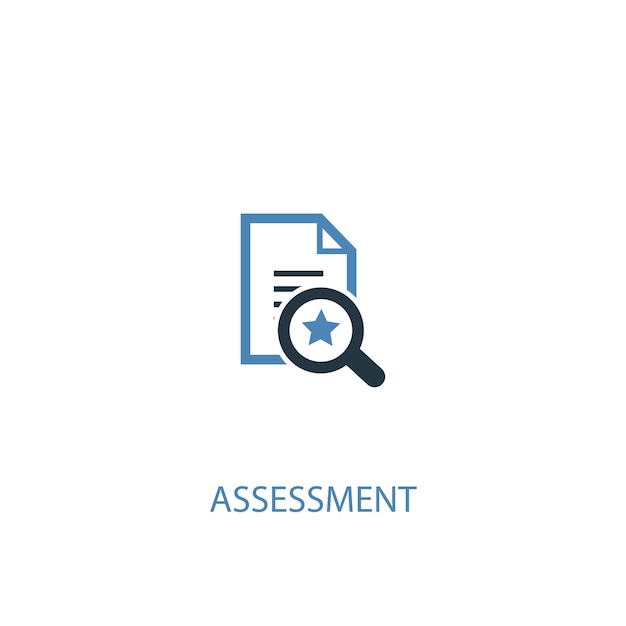 Bewertungskonzept 2 farbiges Symbol. Einfache blaue Elementillustration. Bewertungskonzept Symboldesign. Kann für Web- und mobile UI/UX verwendet werden