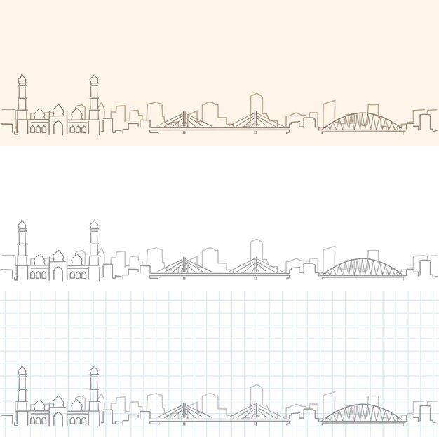 Vektor bhopal handgezeichnete profil-skyline