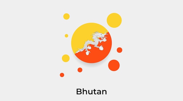 Bhutan flagge blase kreis runde form symbol vektor illustration