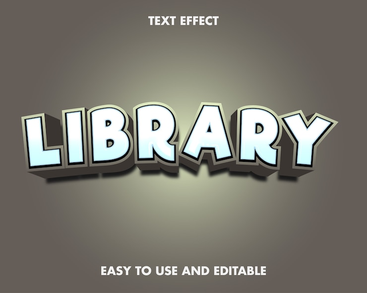 Vektor bibliothekstext-effekt. bearbeitbarer schriftstil.