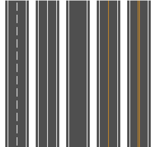 Biegende Straßen und Autobahnen Straßenkurven geometrisches Design Straßenkreuzung flacher Stil Cartoon
