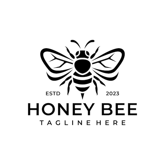 Bienen-logo-design-vorlagen-inspiration handgezeichnete honigbienen-vektorillustration