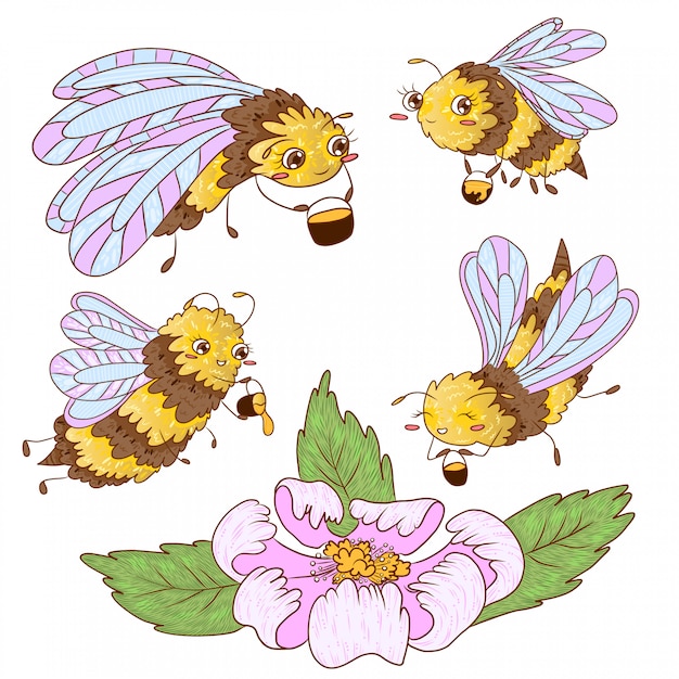 Vektor bienen sammeln honig