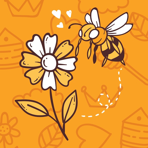 Vektor bienen- und honigkarikatur-plakatillustration