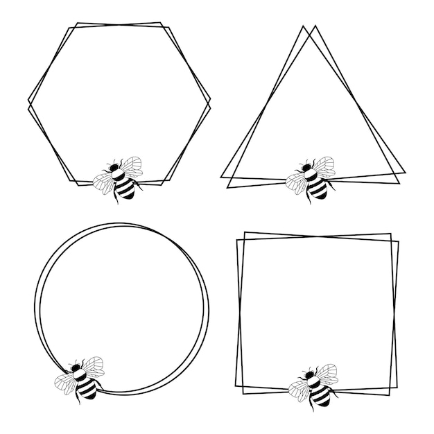 Vektor bienenrahmen bienen-monogramm-rahmen-vektor-illustration isoliert auf weißem hintergrund