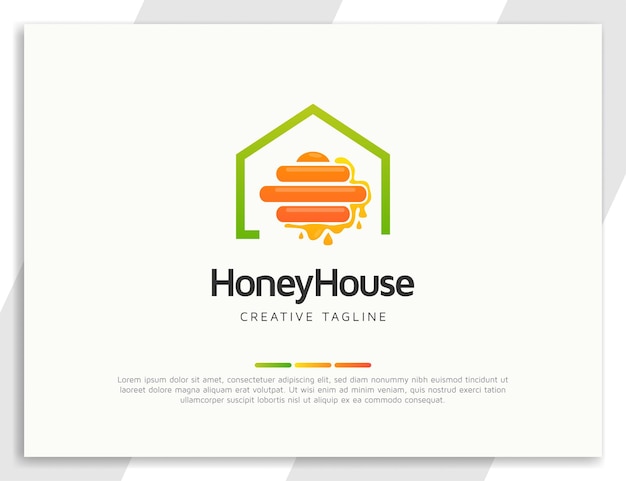 Bienenstocklogo mit haus- und honigillustration