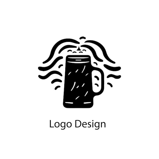 Bier-Logo-Linienkunst schwarz einfach auf weißem Hintergrund