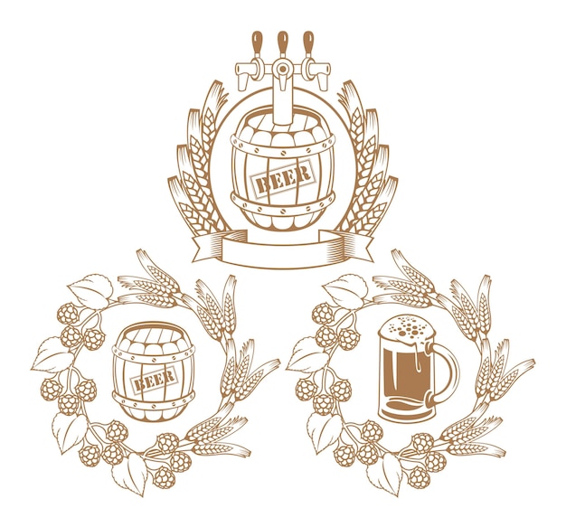 Vektor bier-logo-set