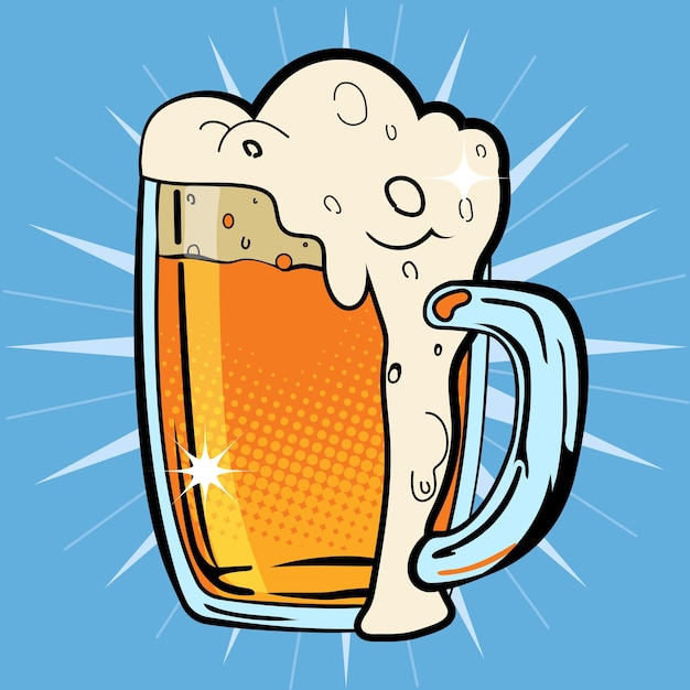 Vektor bier-pop-art-illustration karikatur