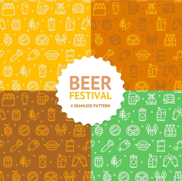 Bier und Oktoberfest Schilder Seamless Pattern Background Set Vector