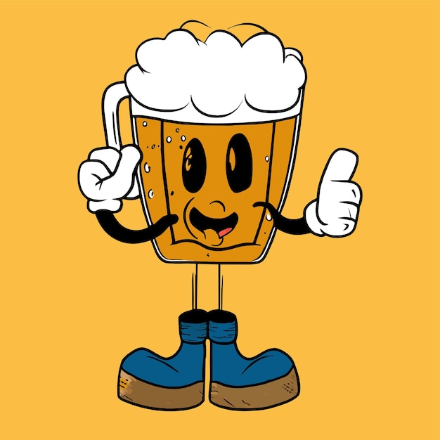 Bierbecher mit der hand gezeichnet, flach, stilvoll, cartoon-aufkleber, ikon-konzept, isolierte illustration