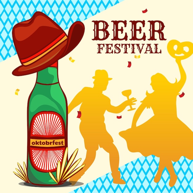 Bierfest-Bierkonzept mit Cowboyhut-Vintage-Design-Premium