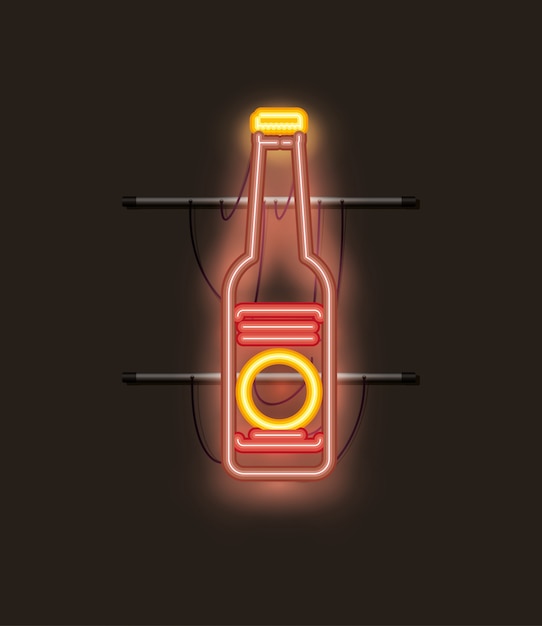 Vektor bierflasche neonlicht