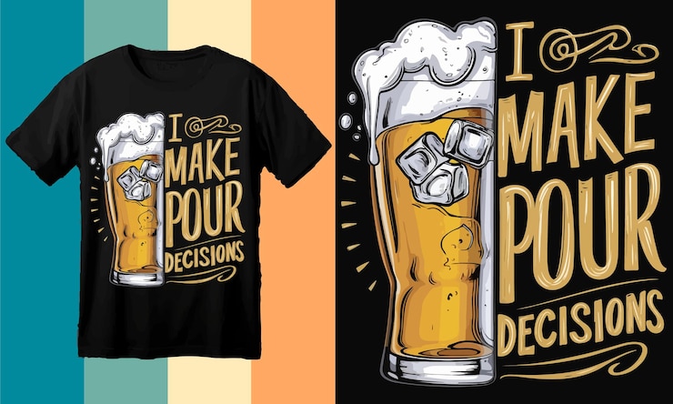 Vektor biergetränk-t-shirt-design auf maß
