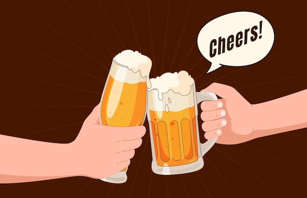 Biergläser in den Händen Leichte alkoholische Getränke Freunde in einer Bierbar oder -bar Party mit Alkohol