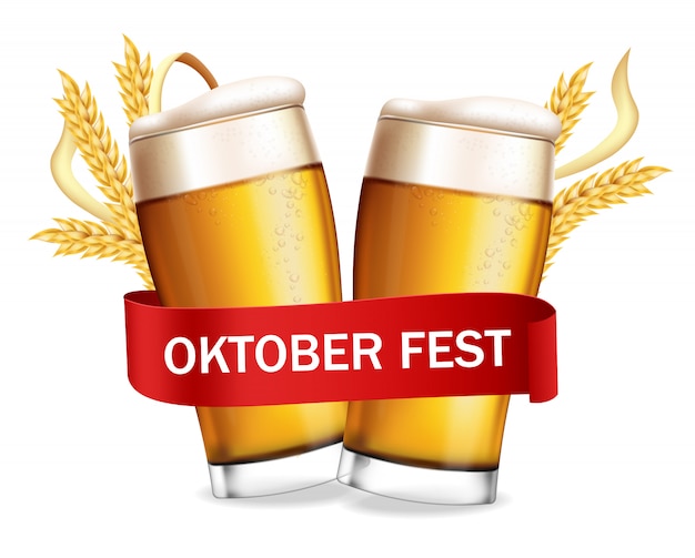 Biergläser Oktober Fest Plakat