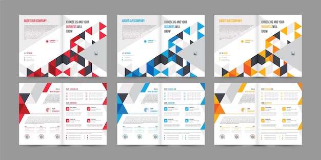 Bifold broschüre design 3 farbvariationen
