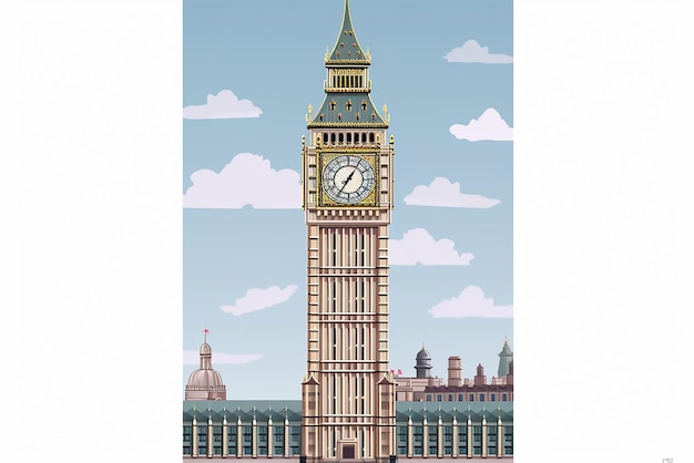 Big ben tower of london mit handgezeichneten vektorillustrationen
