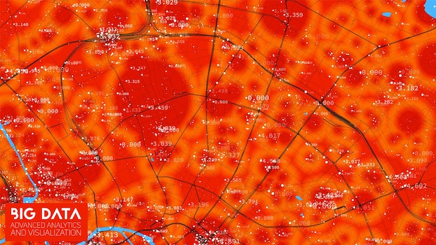 Big Data in der modernen Stadt Abstrakte Sortiervisualisierung sozialer Informationen Menschliche Verbindungen oder städtische Finanzstrukturanalyse Komplexe Geodaten Visuelle Informationskomplexität