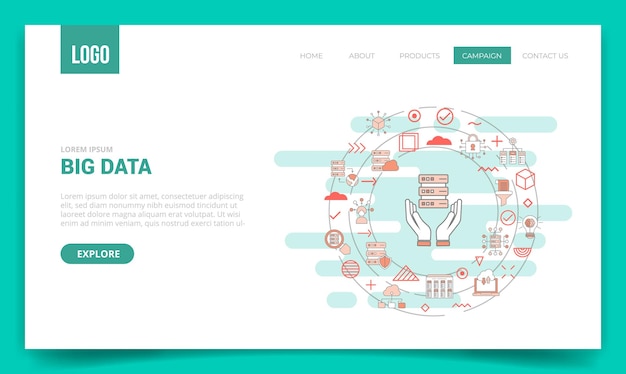 Big-Data-Konzept mit Kreissymbol für Website-Vorlage oder Zielseiten-Homepage