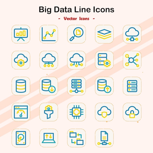Big Data und Datenanalyse-Zeilen-Symbole