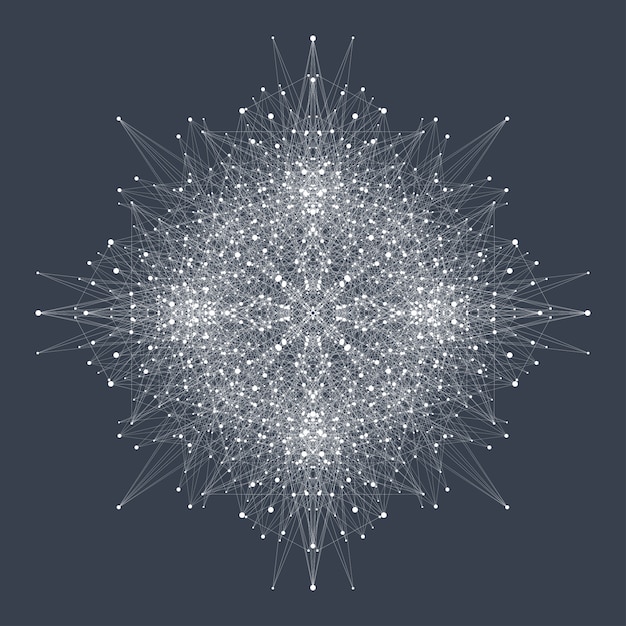 Big data visualisierung. grafische abstrakte hintergrundkommunikation. perspektivische hintergrundvisualisierung. analytische netzwerkvisualisierung. illustration.