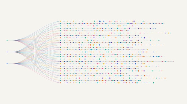Big-Data-Visualisierung Soziale Netzwerke Finanzanalyse komplexer Datenbanken Data Mining Vektortechnologie Hintergrund Informationsanalysekonzept