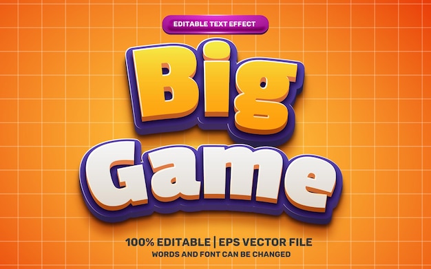 Big Game Kinder Cartoon Comic Held 3D bearbeitbarer Texteffekt