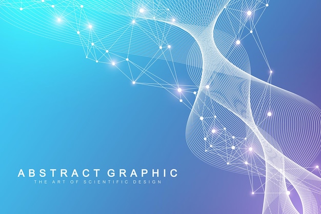 Big Genomic Data Visualisierung DNA-Helix DNA-Strang DNA-Test Molekül oder Atom Neuronen Abstrakte Struktur für Wissenschaft oder medizinischen Hintergrund Banner Wellenfluss