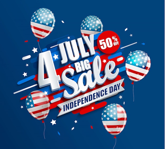 Big Sale Banner für Unabhängigkeitstag 4. Juli in den USA