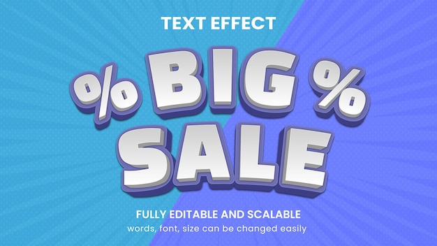 Big sale banner vorlage grafikstil bearbeitbarer texteffekt