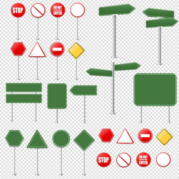 Big set stoppschilder und verkehrszeichen sammlung