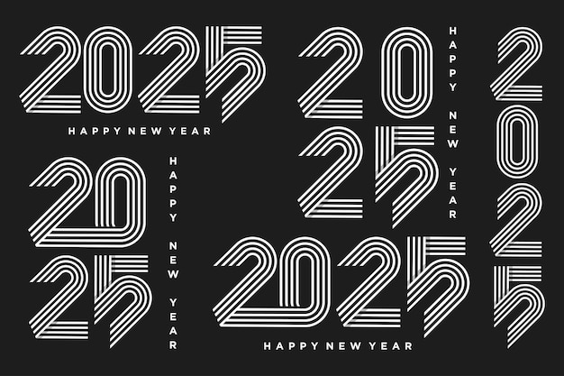 Big set von 2024 happy new year logo textdesign 2025 nummer design vorlage vektor-illustration