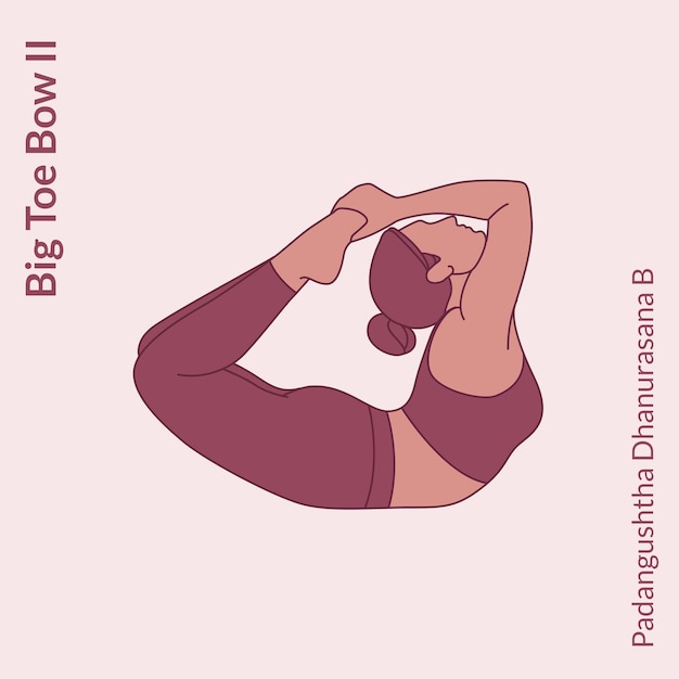 Vektor big toe bow ii-pose junge frau übt yoga-pose frau workout fitness aerobic und bewegung