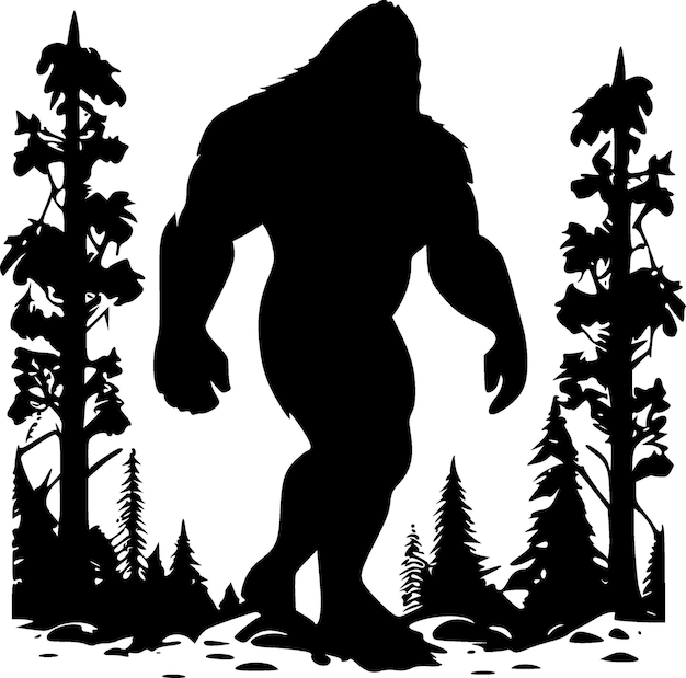 Bigfoot-Vektorillustration mit minimalistischer und einfacher Silhouette